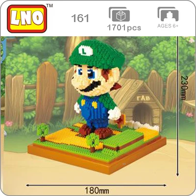 1701 шт 154 большой размер Yoshi строительные блоки игры Супер Марио пожарная пчела Марио Монстр DIY Мини Строительные алмазные блоки - Цвет: Luigi 161 no box
