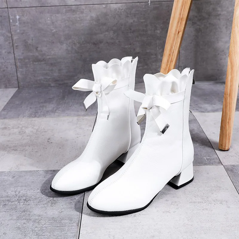 2019 г. Осенние кожаные ботильоны зимние женские модные короткие ботинки на