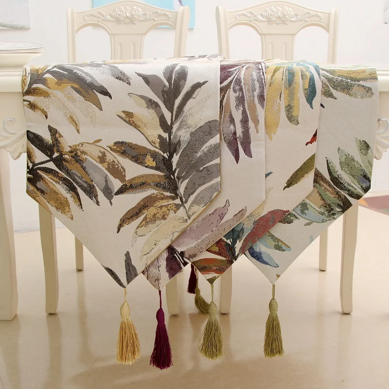 Модная Современная скатерть цветная нейлоновая жаккардовая синяя с кисточками