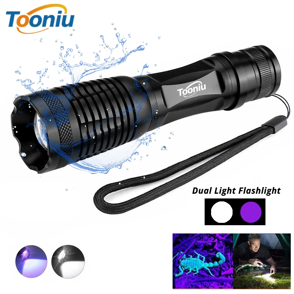 Многофункциональный светодиодный УФ + белый фонарик с 5 режимами масштабирования