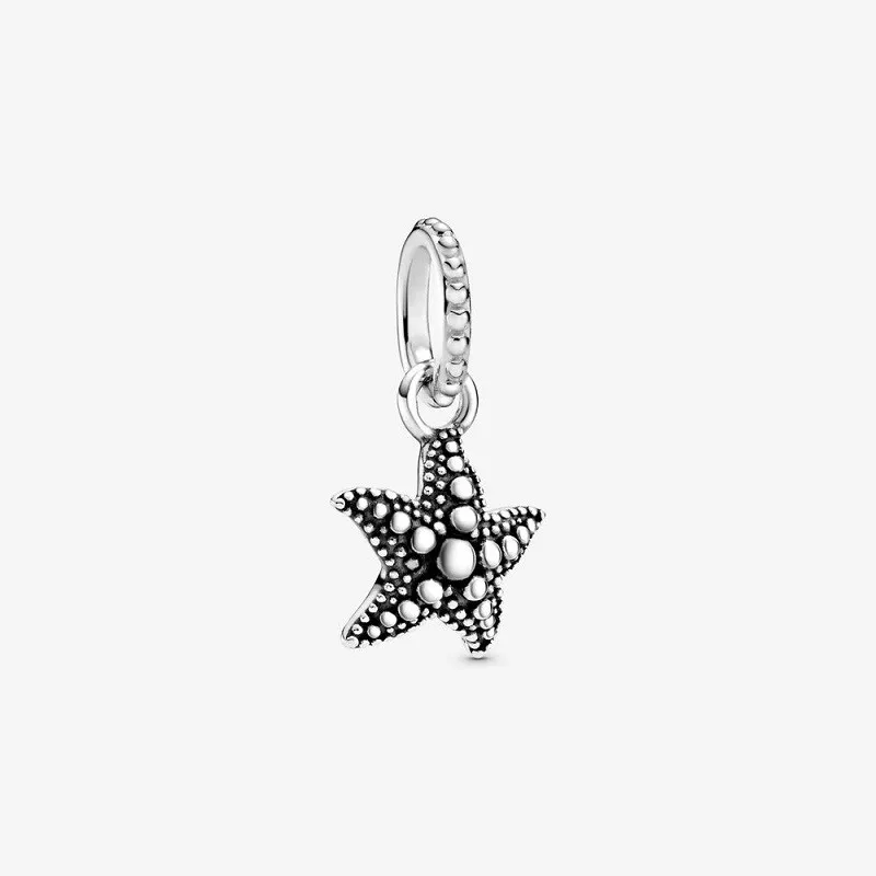

Summer New 925 Sterling Silver Beaded Starfish Pendant Beads Ocean Charm Fit Original Pandora Bracelet Necklace DIY Jewelry