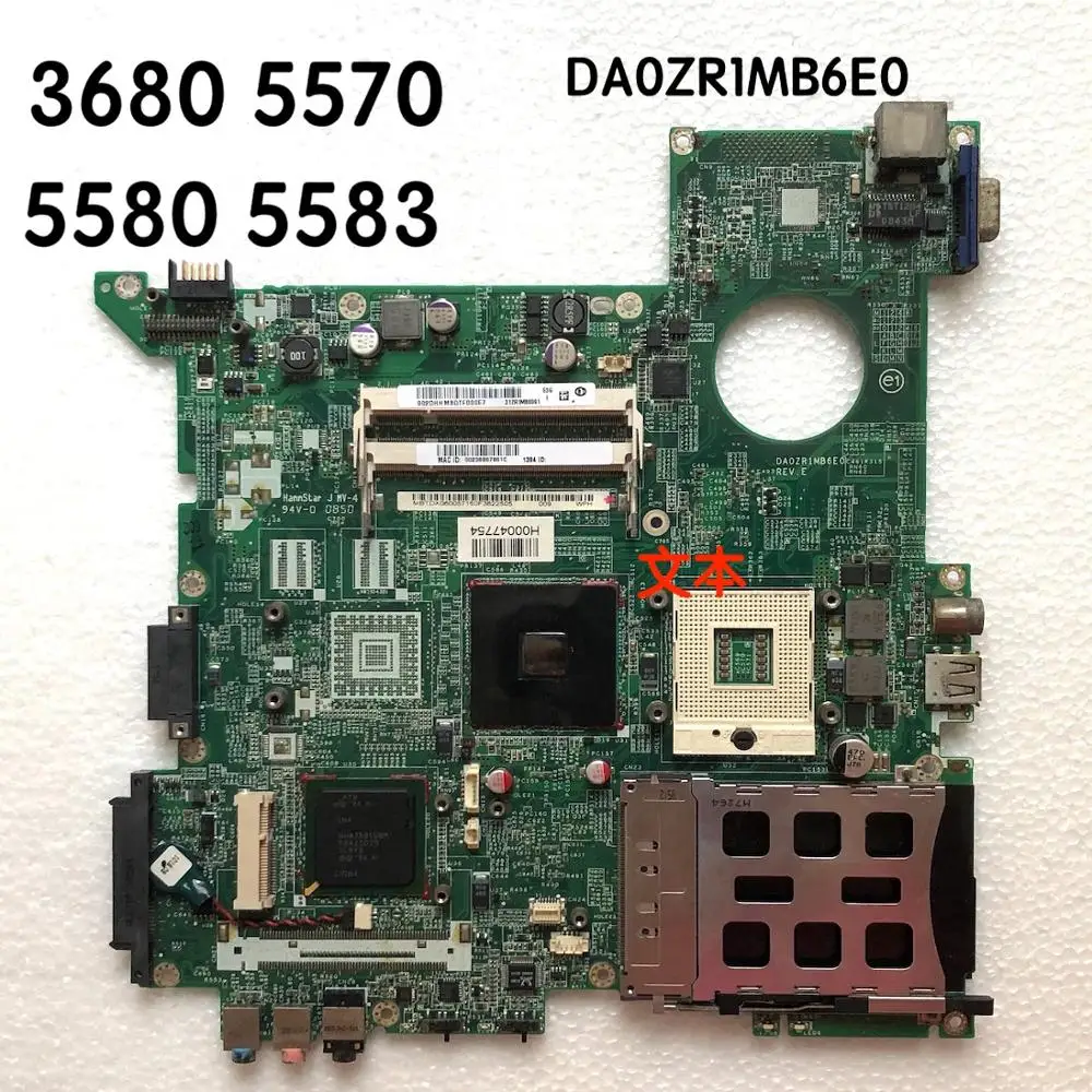 Материнская плата DA0ZR1MB6E0 для ноутбука ACER 3680 5570 5580 5583 100% тестирование полностью