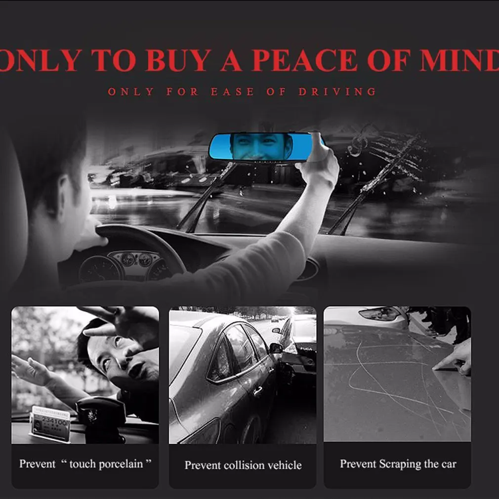 

3.5 Inch Car DVR Mirror Car Dvr Camera1080P Rear View Mirror Digital Video Recorder Dual Lens Auto Dash Cam