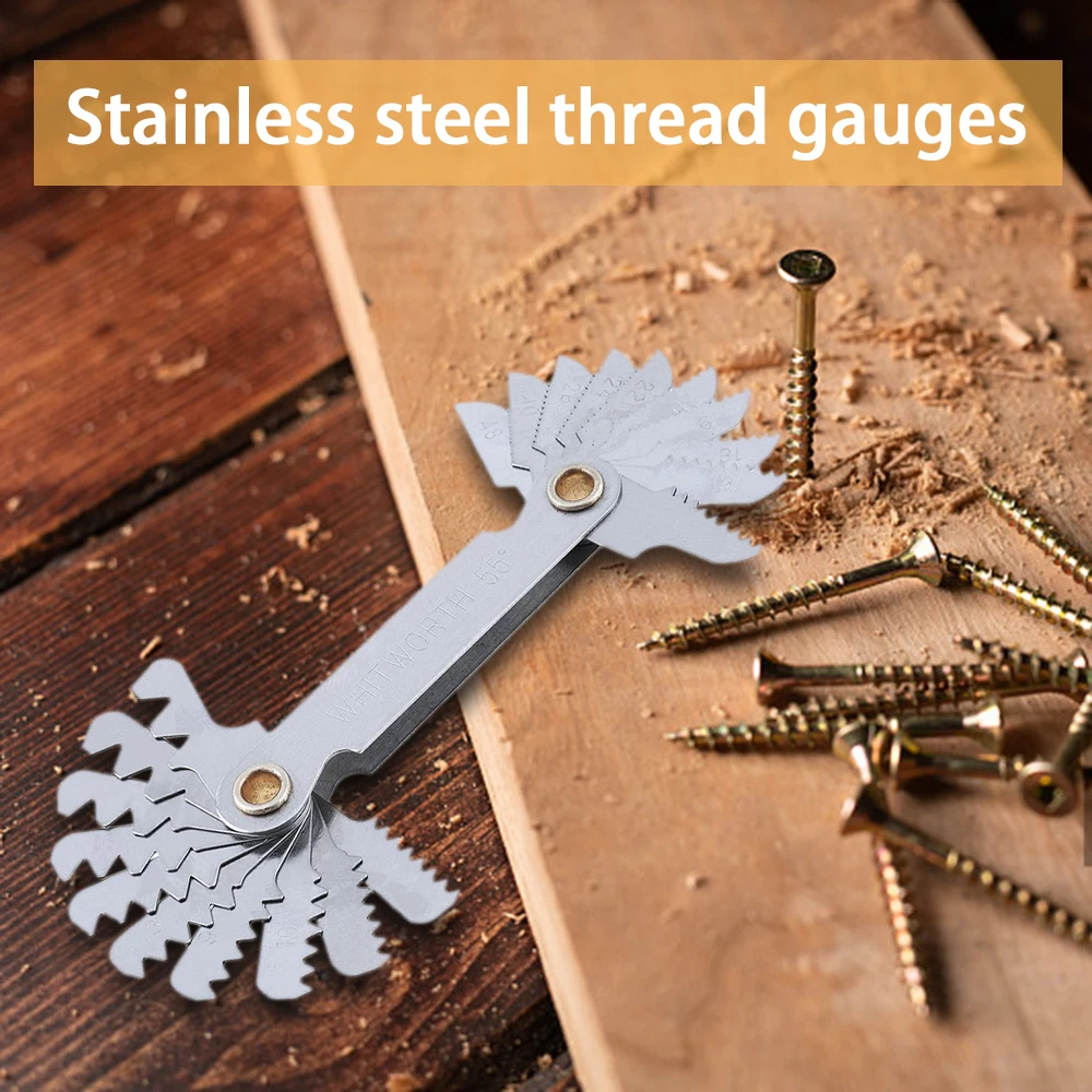

Screw Pitch Gauges 55/60 Degree Metric Inch Thread Plug Gauge Gear Tooth Measuring Carbon Steel Center Measurement 20 Blades