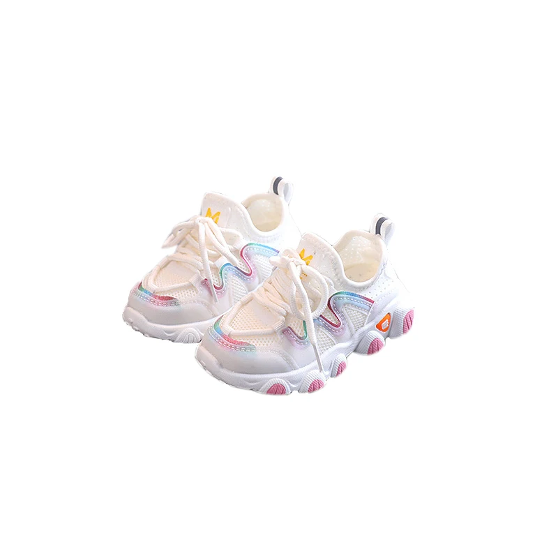 2021 Breathable Toddler Boy Sneakers Stretch Fabric Fashionable Baby Running Shoes Pink School Girl Sports D07083 | Детская одежда и