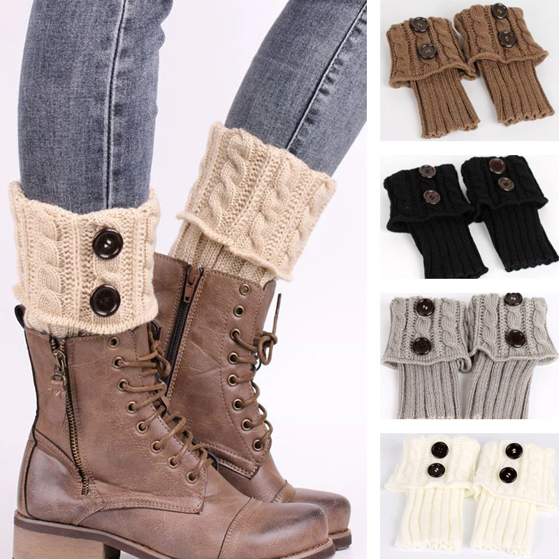 

1 Pair Women Short Button Crochet Leg Warmers Winter Fall Knit Boot Cuffs Socks Boot Warmers Boot Toppers Gaiters Leg Warmers