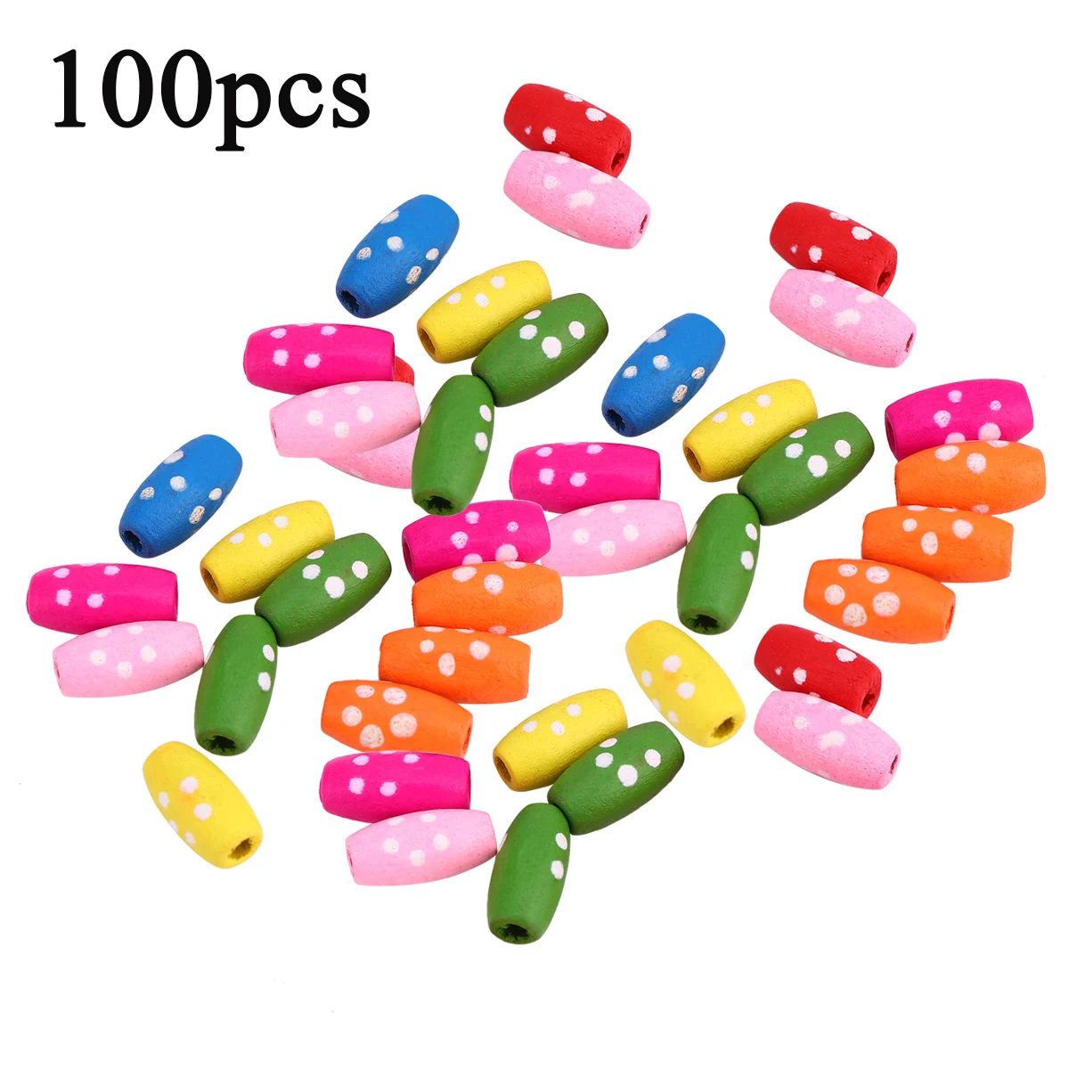 100pcs Colorful Wooden Jewelry Beads Kids DIY Making Accessories Multicolor Spacer Bead For Craft | Дом и сад