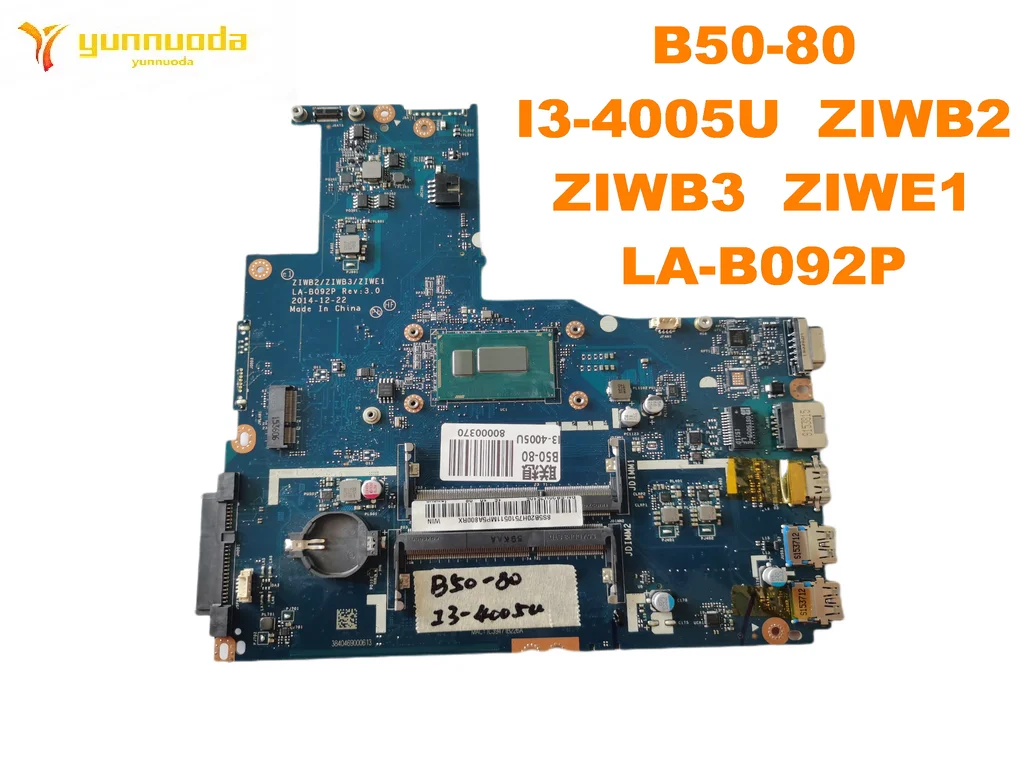 Original for Lenovo B50-80 Laptop  motherboard B50-80  I3-4005U  ZIWB2  ZIWB3  ZIWE1  LA-B092P tested good free shipping