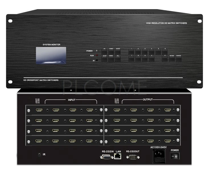 Макс. 16 Ch Бесшовные HDMI матричный коммутатор модульный слот карты VGA DVI AV YPbPr HD SDI 1080P