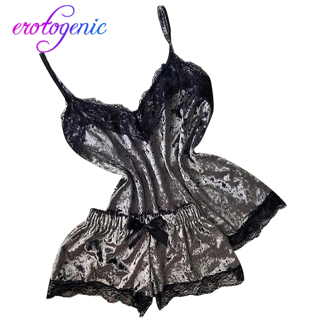 

Sexy Lingerie 2019 New Women Sexy Lingerie Camisole Bow Shorts V-Neck Tops Velvet Pajamas Sleepwear Bielizna Erotyczna