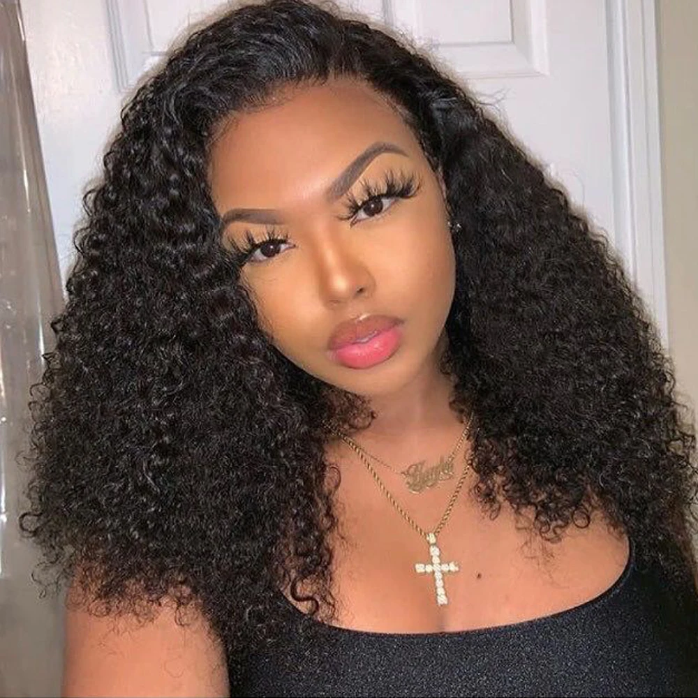 Кудрявые передние парики на сетке 13X6 плотность 150% перуанские волосы Remy кудрявые