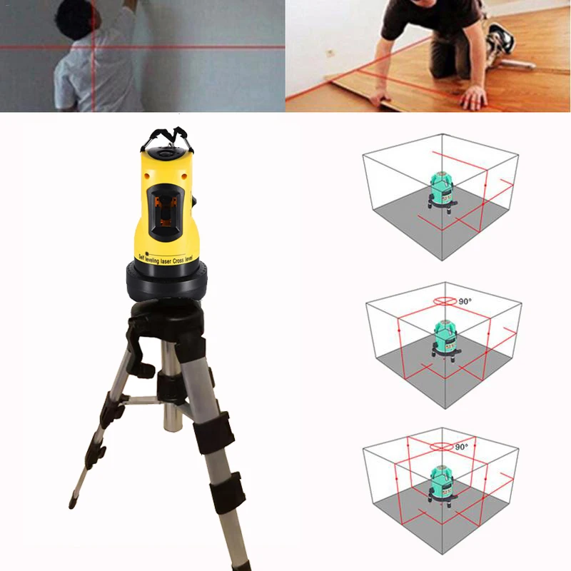 

Tripod for Laser Level Leveling Device 360 Slash Functional Self-leveling Hight Adjustable DIY Economic 2 (1V, 1H) Cross Lines