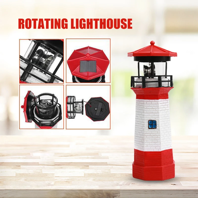 

Solar Powered Lighthouse LED Rotating Lighthouse Garden Light Lawn Lamp Decorative Patio Decorative Light for Outdoor DAG-ship