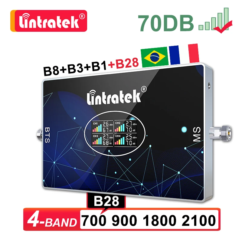 Франция Бразилия четырехдиапазонный сотовый усилитель 700 900 1800 2100 2G 3G 4G LTE B28