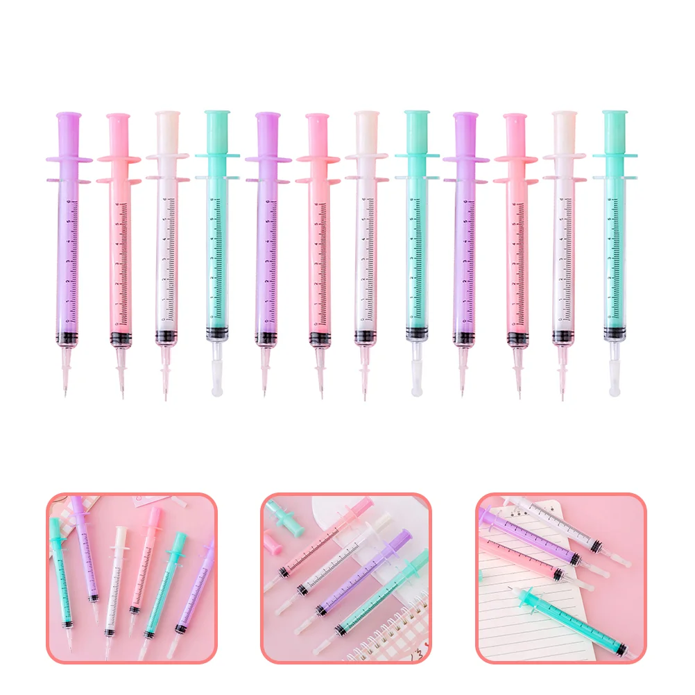 

12pcs Pens Multi-Color Syringe Pens School Office Supplies for Writing Sketching