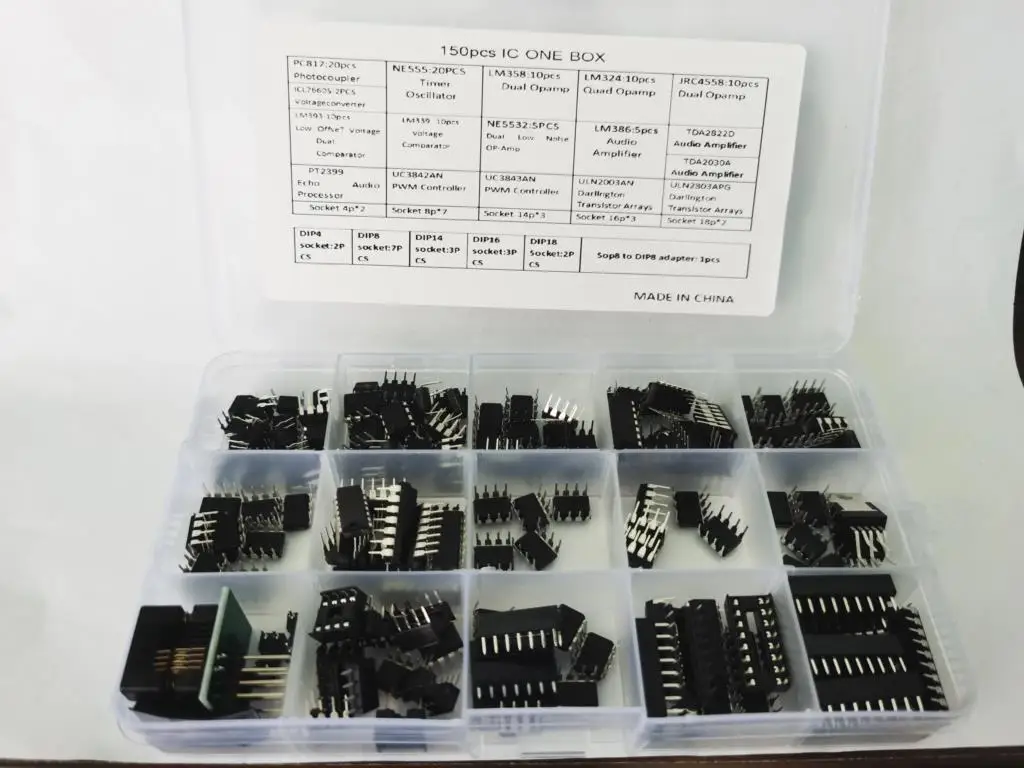 Ассортимент микросхем XL IC 150 шт. opamp генератор pwm PC817 NE555 LM358 LM324 JRC4558 LM393 LM339 NE5532 LM386