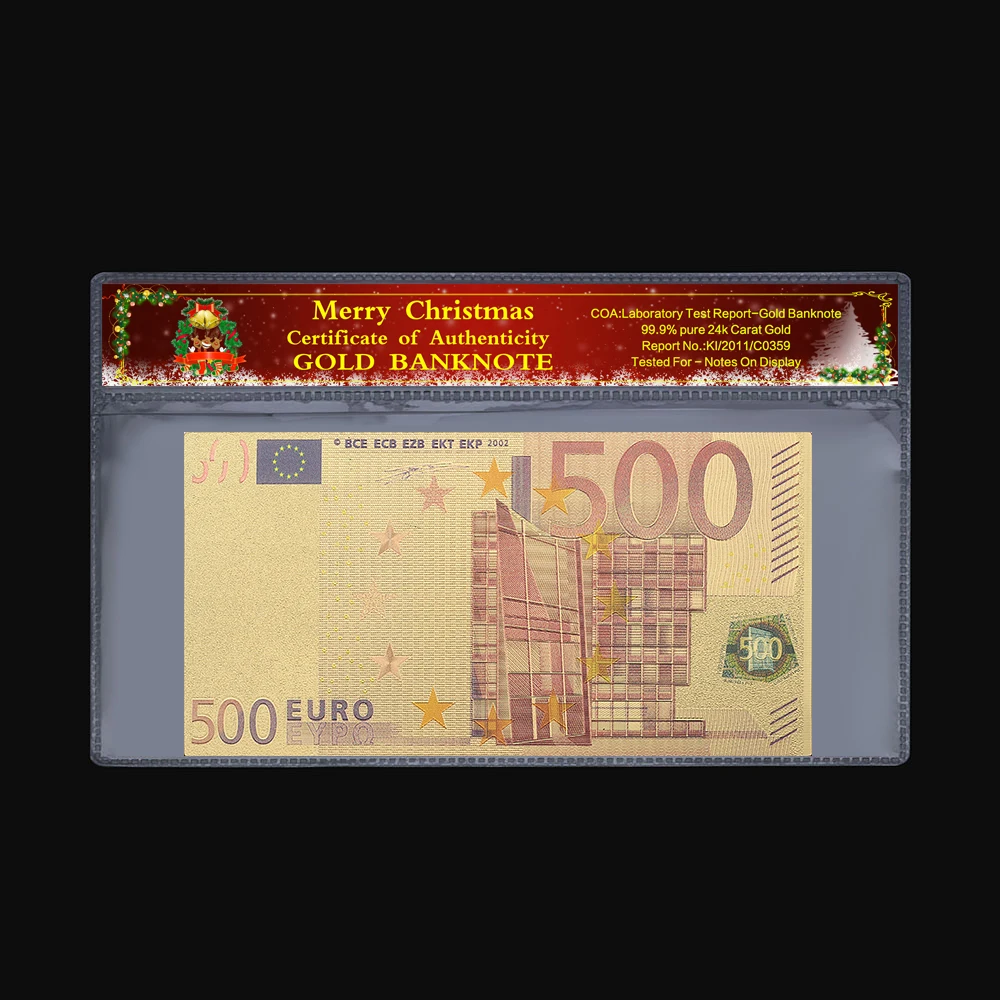 Евро Памятная Коллекция 500 евро старые банкноты 24k позолоченные рождественские