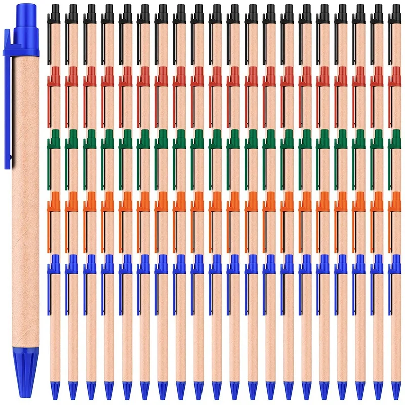 

100 Pieces Eco-Friendly Ballpoint Pens 0.7 Mm Medium Point Retractable Ballpoint Pens for School Office Home Writing