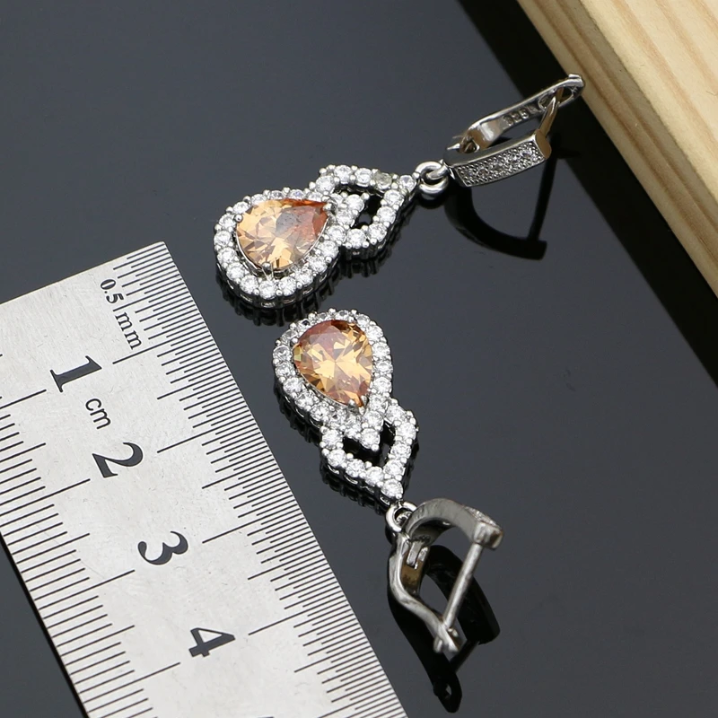 Серьги Wiht Шампанский кубик циркония 925 пробы серебряные ювелирные изделия для