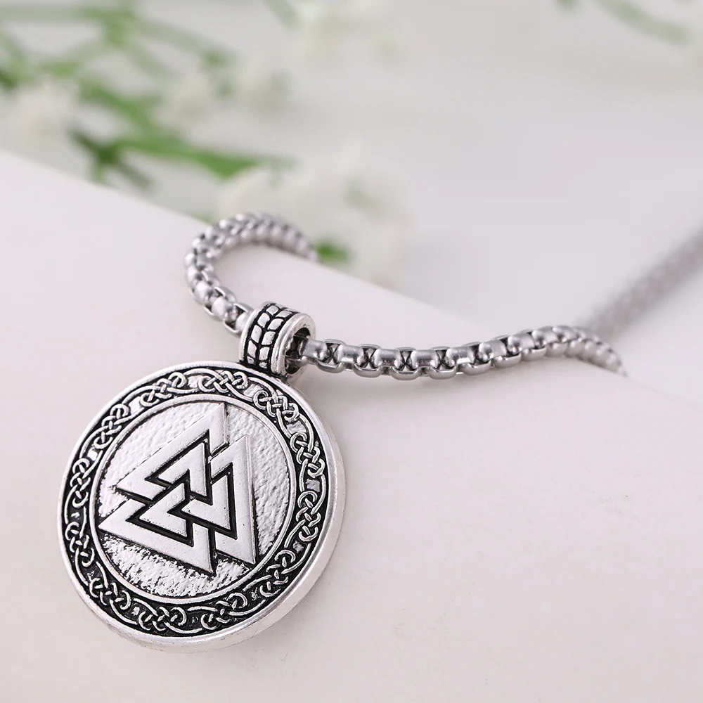 Винтажное мужское ожерелье LIKGREAT скандинавский круглый кулон цепь из нержавеющей