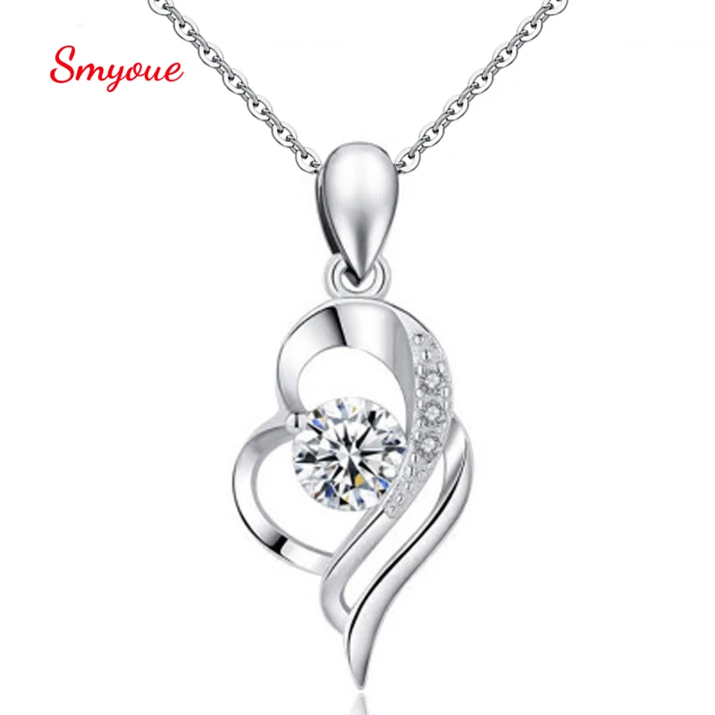 

Smyoue 0.5 Carat Real Moissanite Pendant Necklace For Women Ocean Heart 100% 925 Sterling Silver Chain Love Couple Jewelry