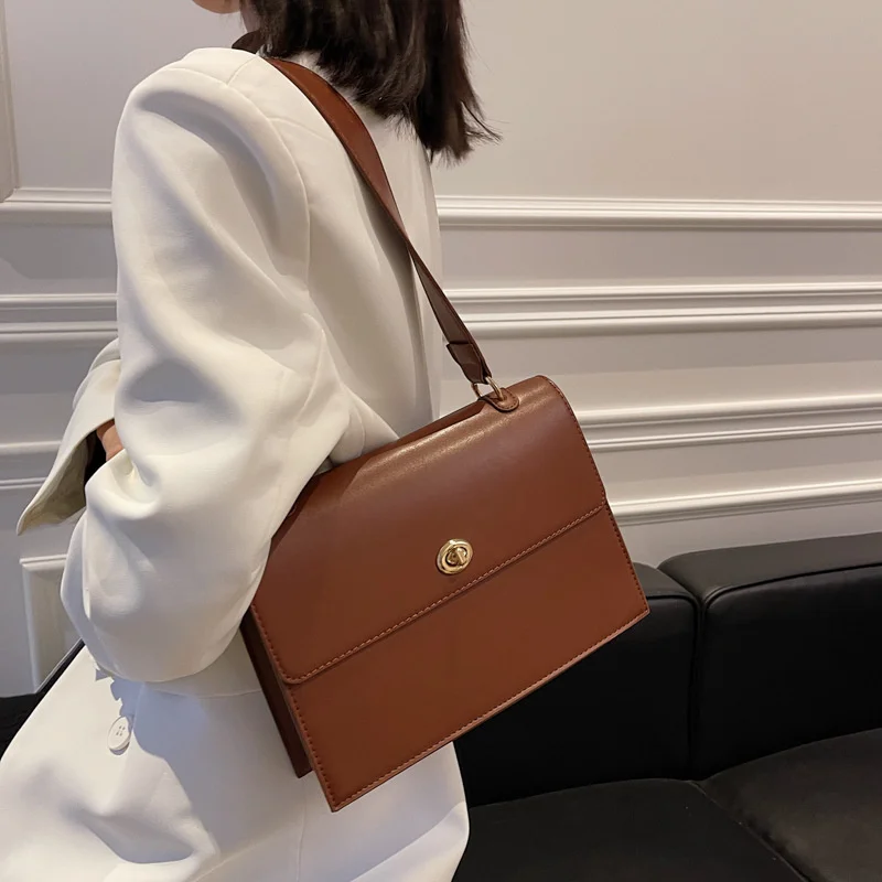 

Retro Solid Female Bag Tote Women's Crossbody Shoulder Bags 2021 Pu Leather Trend Fashion Handbags for Women Bolsas Female Totes