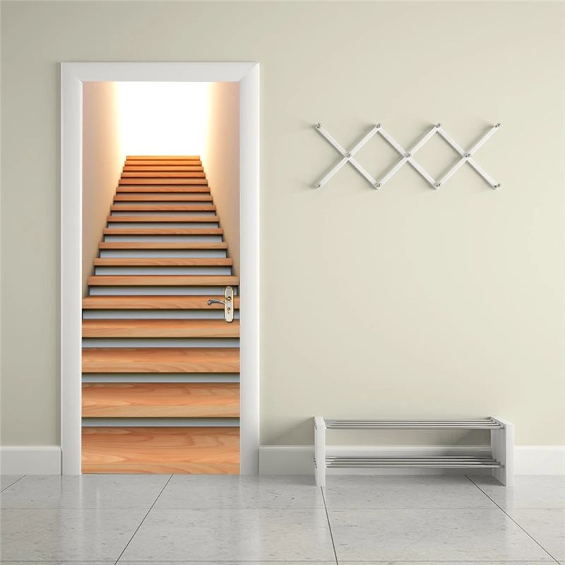

Self-adhesive building stairway door sticker home decoration door cover wall sticker mural porch wallpaper poster