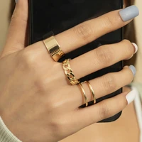 2021 new gothic style three piece open ring for woman fashion smooth metal jewelry european and american wedding party sexy ring