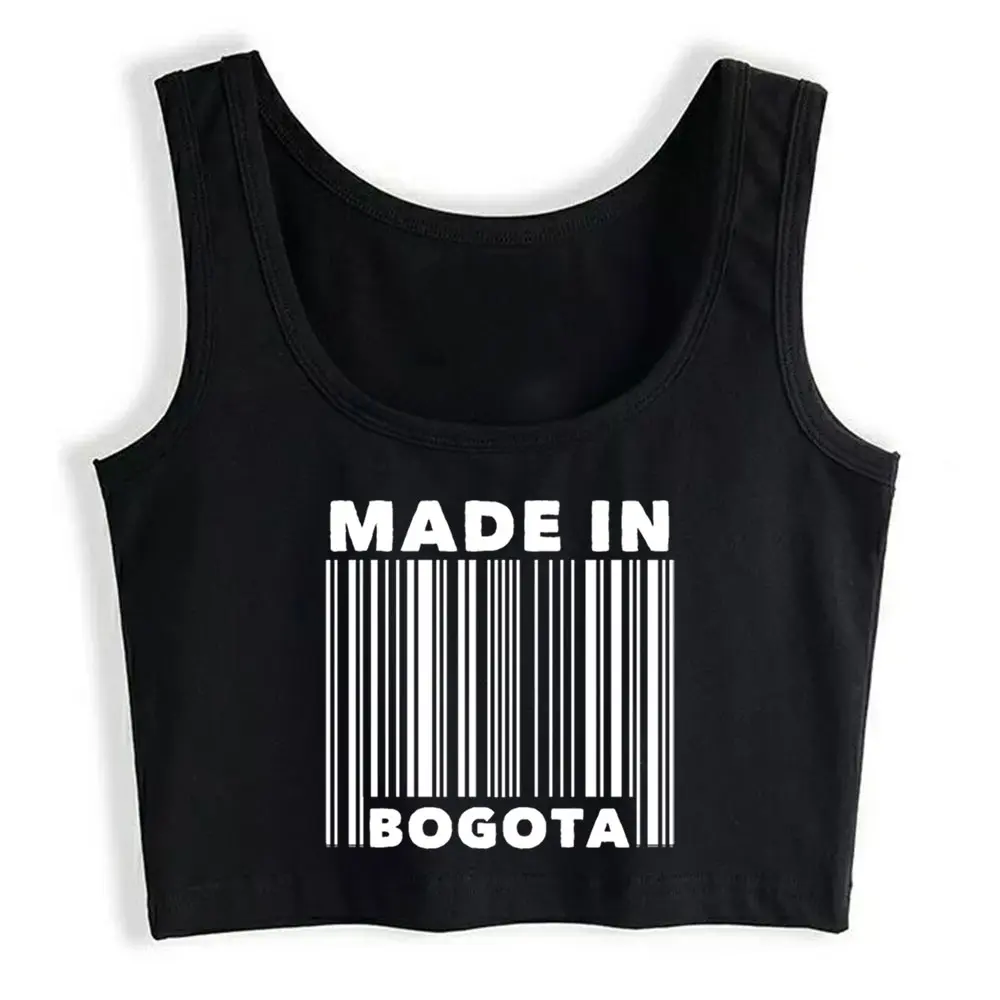 

Crop Top Sport Bogota Colombia Barcode Vogue Black Custom Tops Women