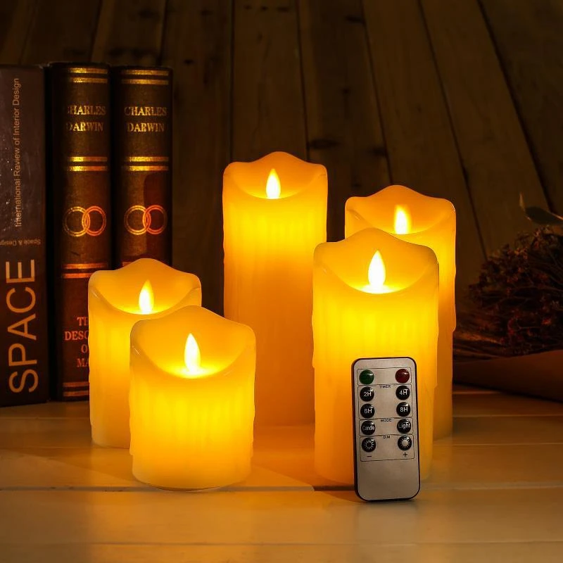 3 шт. движущийся фитиль беспламенные мерцающие свечи с таймером дистанционного