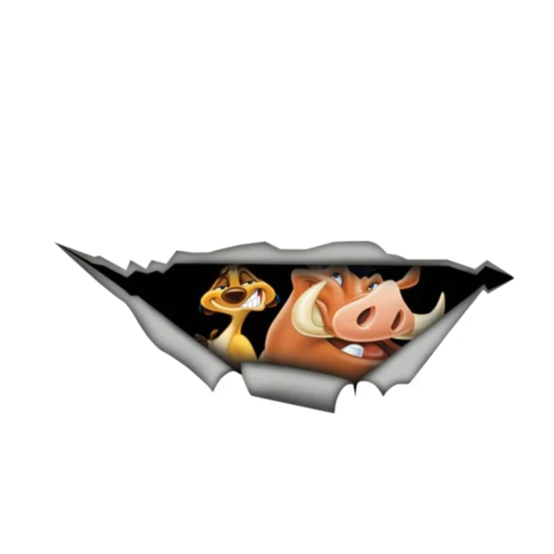 

Waterproof and Sunscreen Personality PVC Decal 3D Pet Timon and Pumbaa Waterproof Car Sticker on Motorcycle Laptop