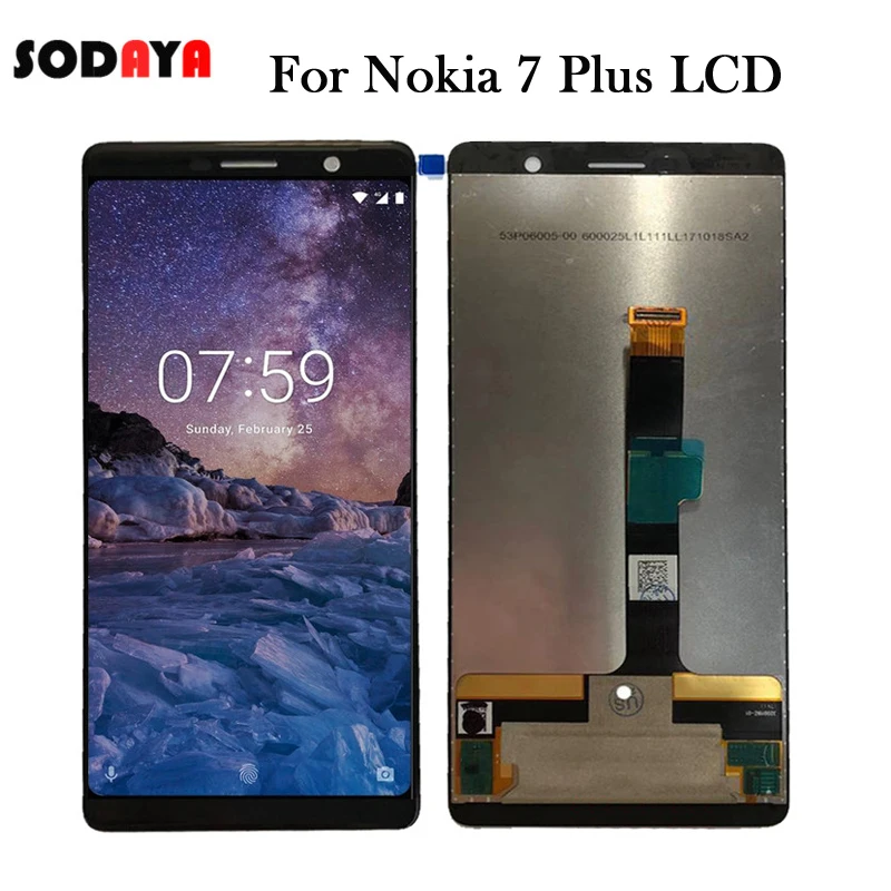 6 ''черный ЖК-дисплей для Nokia 7 Plus ЖК-дисплей с кодирующий преобразователь сенсорного экрана в сборе TA-1046 TA-1055 TA-1062 lcd