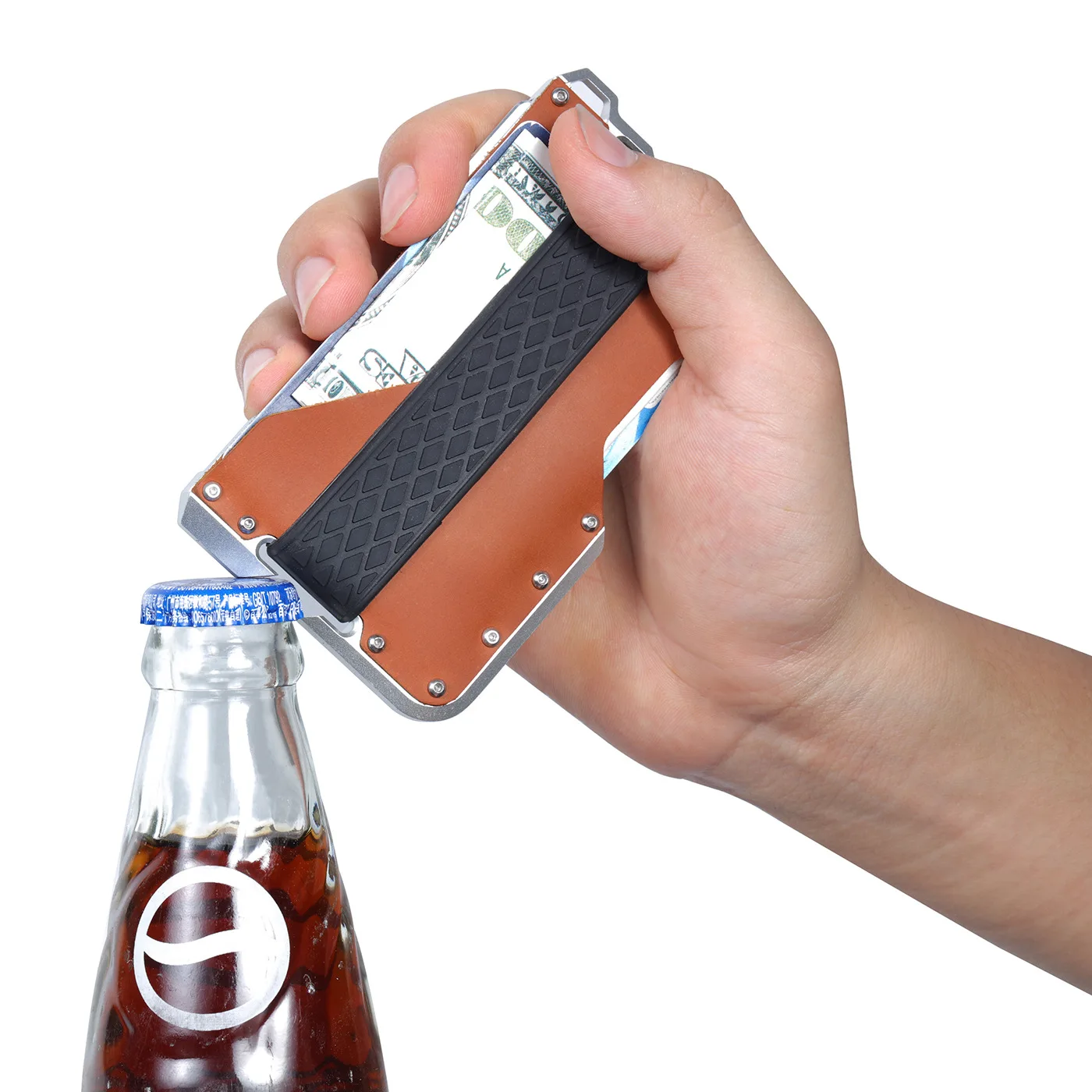 Кожаный бумажник RFID из алюминиевого сплава, держатель для карт 658, открытый металлический резак, бумажник для карт, мужской и женский металлический винтажный алюминиевый ящик для карт
