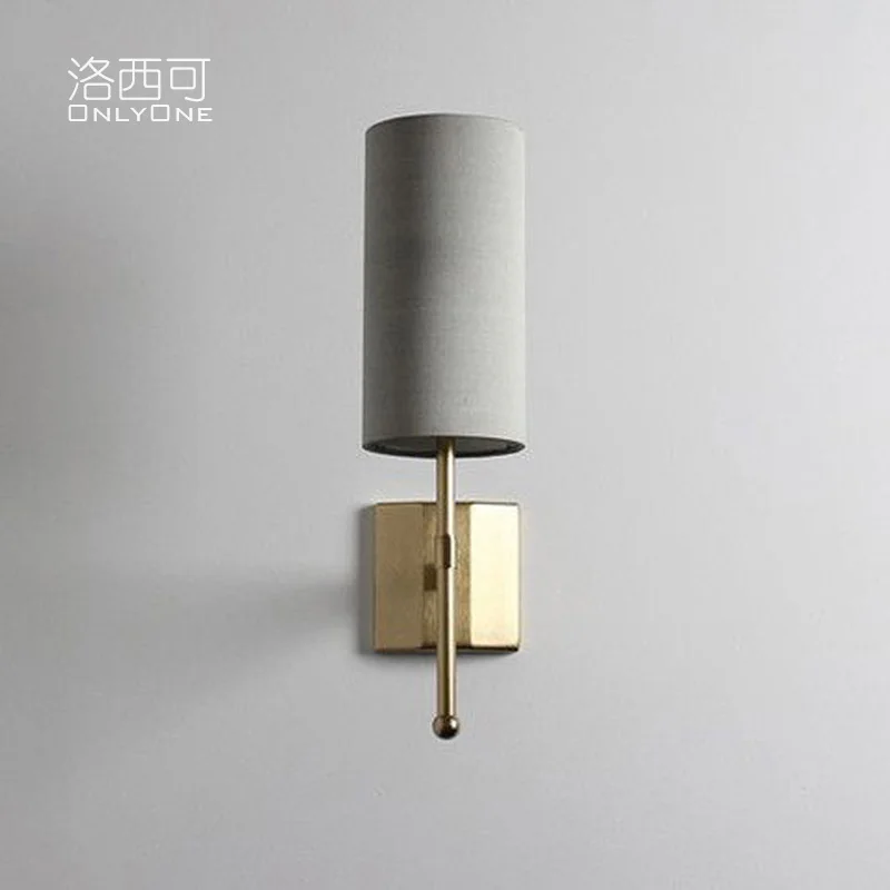 

Nordic full copper wall lamp American living room bedroom bedside modern simple beautiful light luxury gray TV wall lamp
