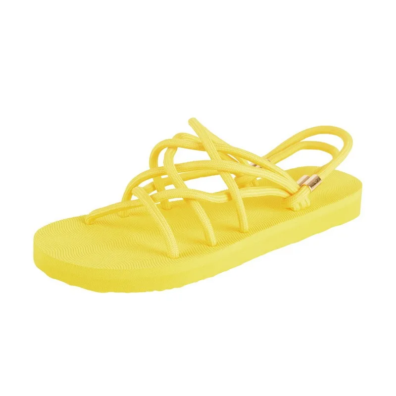 

2021Summer Sandals Woman Shoes Braided Rope Beach Shoes Open Toe Ladies Beach Sandals Roman Gladiator Sandals Non-slip Flip Flop