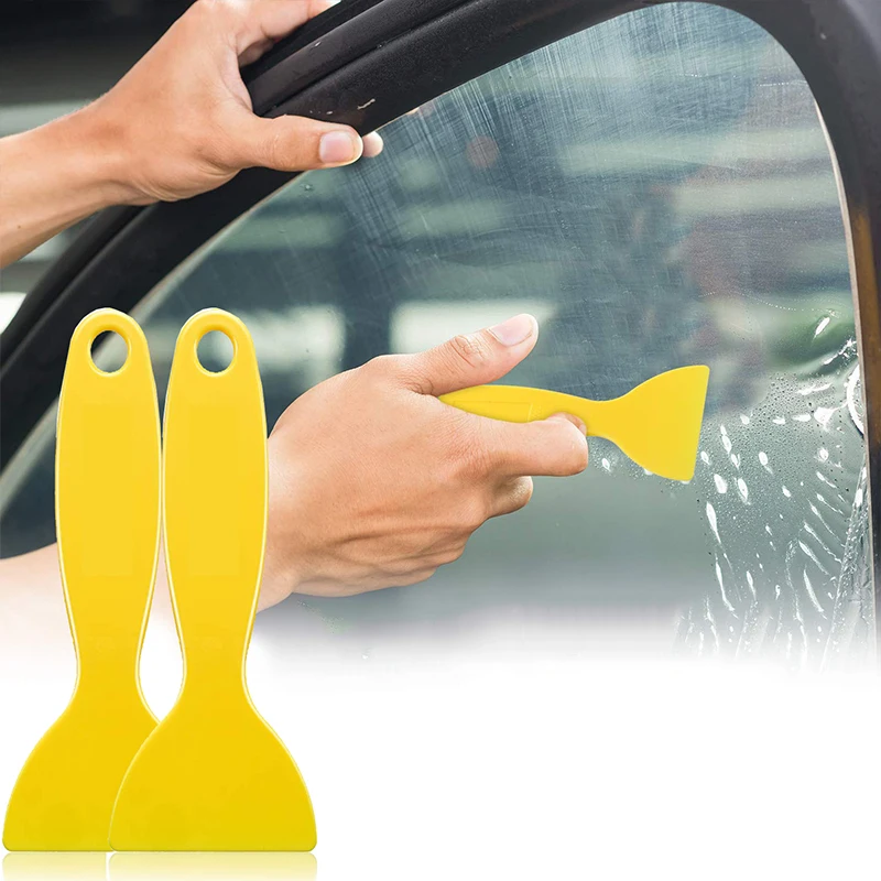 

5/10pcs Yellow Plastic Car Window Foil Film Scraper Wiper Plate Glass Sticker Squeegee Installation DIY Glue Remove Hand Tool