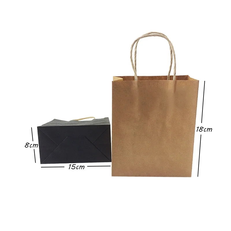 

10pcs/lot Solid Color Gift Paper Bag With Handle 18x15x8cm Festival Gift Bags Baby Birthday Children's Day Party Paper Bags