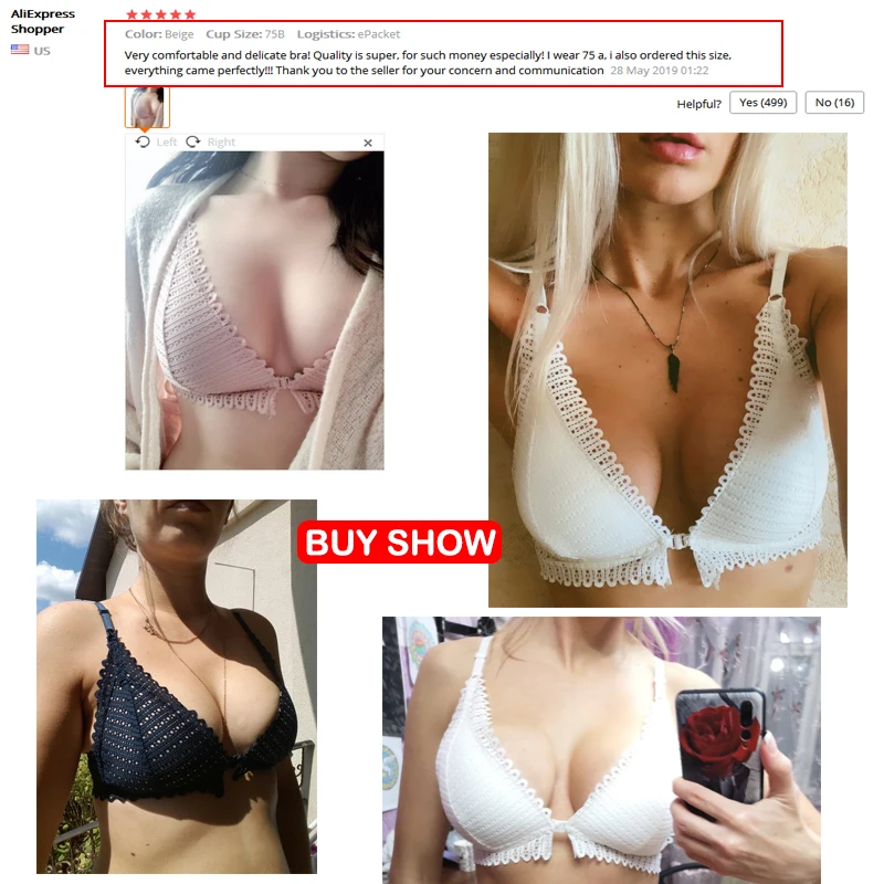 

DERUILADY Sexy Lace Wireless Front Closure Bras For Women Sexy Lingerie Comfort Push Up Bra Adjusted Plus Size Backless Bralette