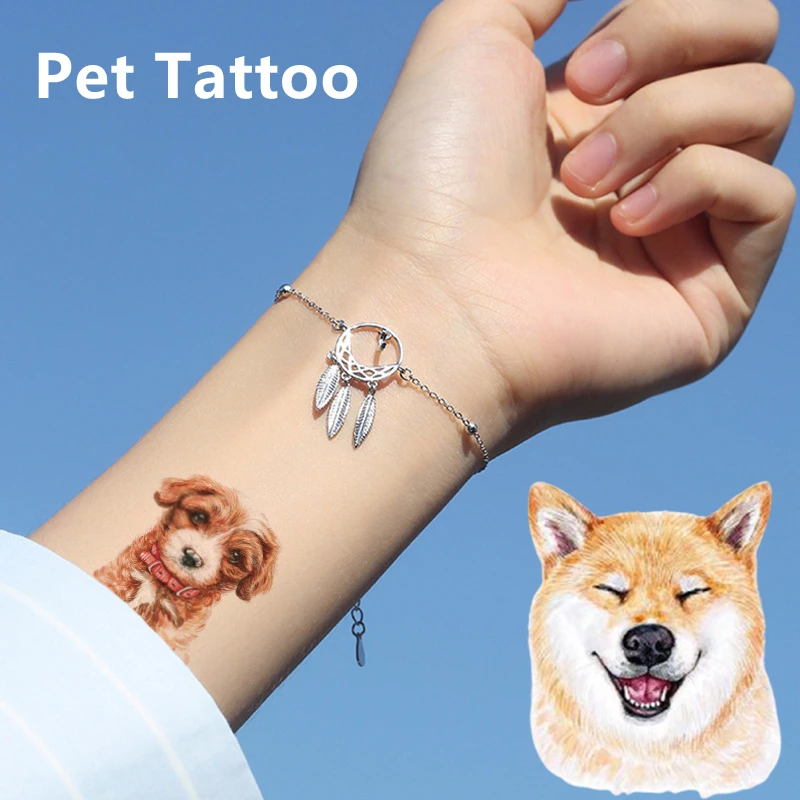 

Cute Pet Tattoo Stickers Realistic Temporary Fake Tattoos Paste On Arm Leg For Body Art Mermaid Sticker Water Transfer Sticker