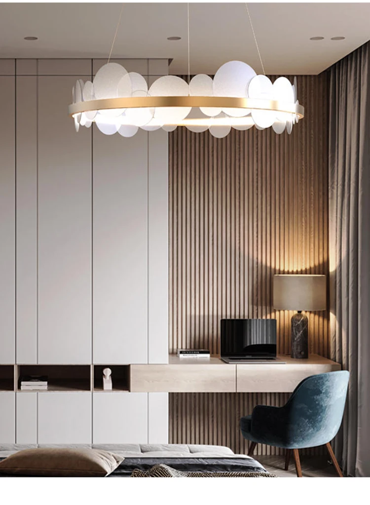 Nordic Romantic Circle Clouds LED Chandelier Lighting Home Decor Light Living Room Bedroom Indoor Lights Strong | Лампы и освещение