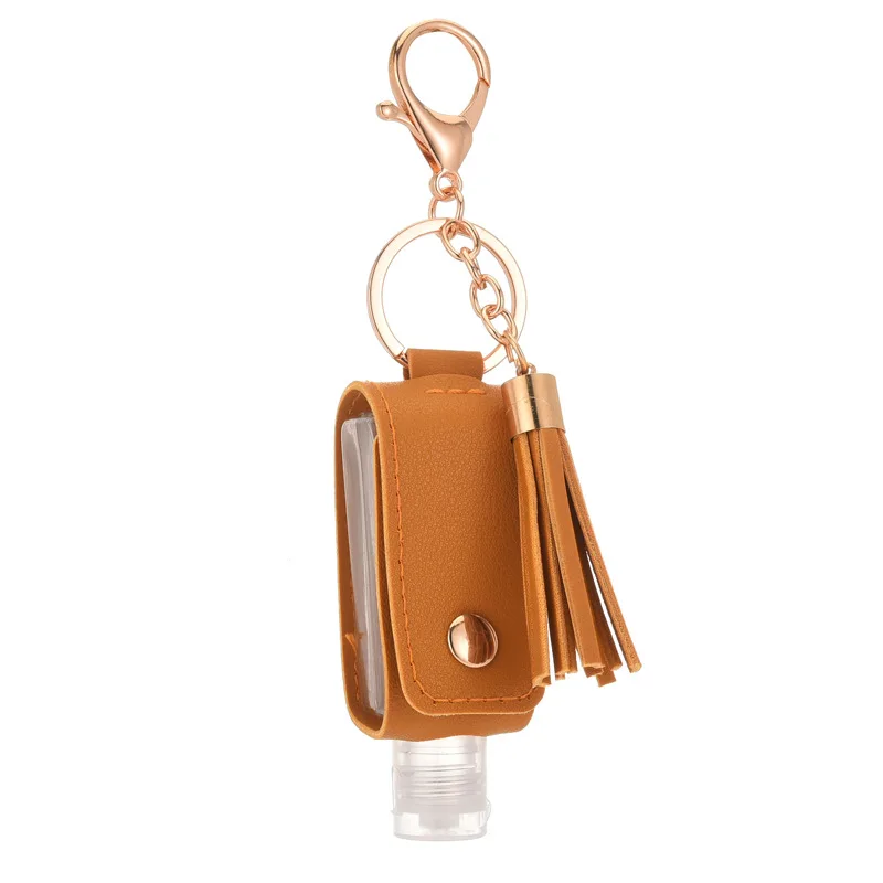 

Portable Hand Sanitizer Or Disinfectant Key Pendant PU Leather Travel Clamshell Bottle Reusable Bottled Container Keychain Set