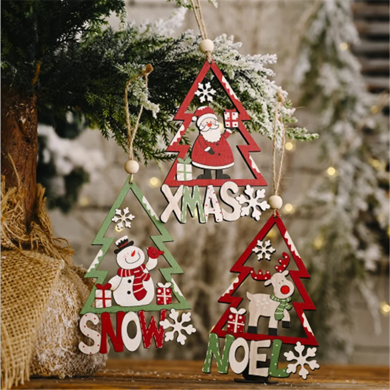 

Christmas Decoration Wooden Snowman Elk Letter Pendant XMAS SNOW NOEL Christmas Tree Decoration Navidad New Year Merry Christmas