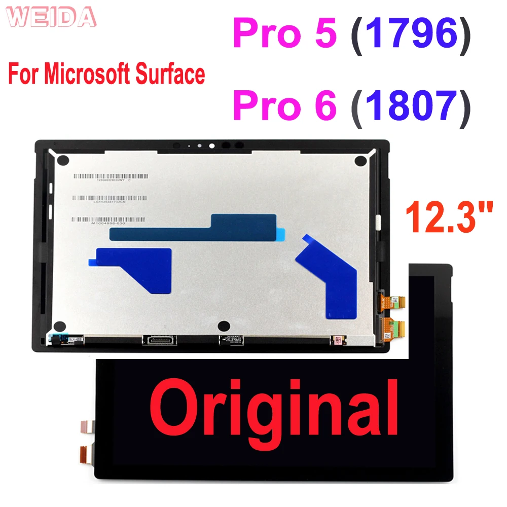 

Display lcd, tela original, sensível ao toque, peça de reposição para microsoft surface pro 5, 1796 pro, 6, 1807