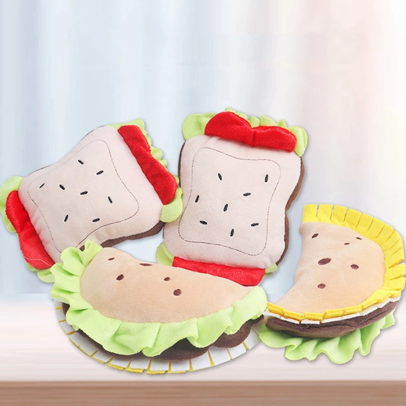 

Plush Squeaky Dog Toy Bite-Resistant Clean Dog Chew Puppy Training Toy Interesting Cartoon Bread Shaped Pet Supplies Accessories