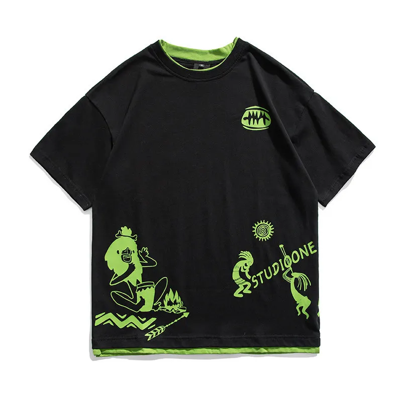 

2021 summer short sleeve round neck Pullover campus literature style letter print loose casual T-shirt