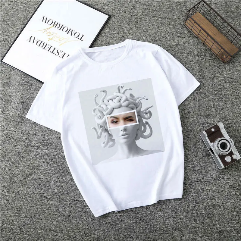 Poleras Mujer De Moda летняя футболка женская с принтом Медуза Vogue Harajuku футболка плюс размер Эстетическая Футболка Camiseta Mujer - Цвет: 3095