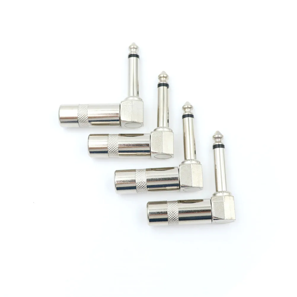 

4pcs High Quality 6.35mm 1/4 Inch Jack Right Angle Male Mono Plug L-shape Connector For Guitar Audio
