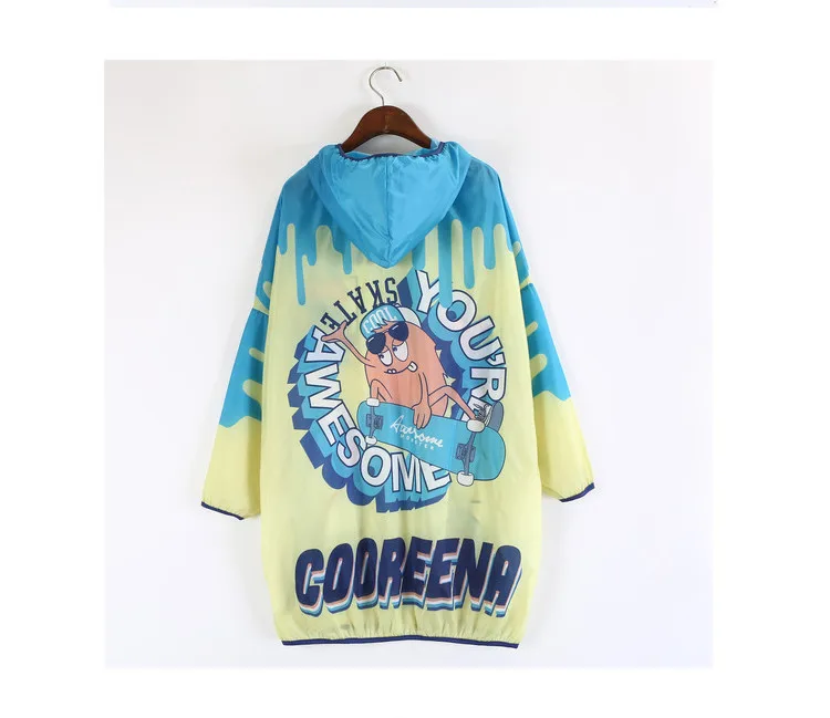 

New Summer Streetwear Ultra Thin Hooded Loose Women's Jacket Sun Proof Shirt Tops Outerwear Coat