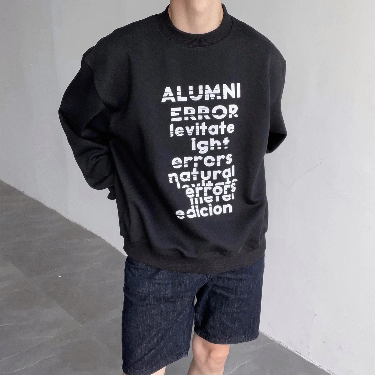 

Мужской универсальный свободный свитер, повседневный простой свитер с нагрудным принтом, весна-осень 2021