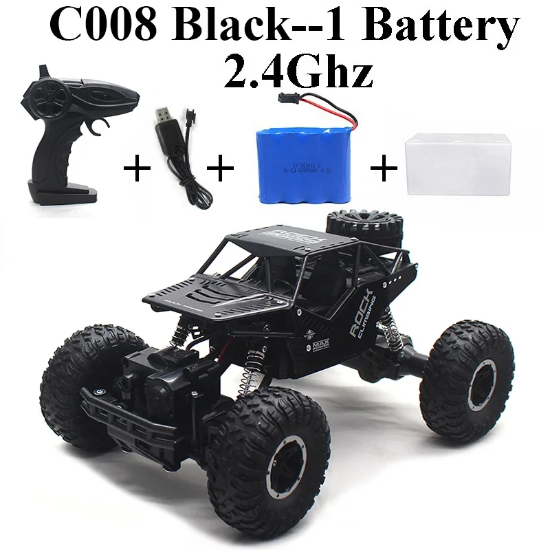 C008-Black-Set-1 1:16 машинка на радиоуправлении 4WD 2,4 Ghz Рок Гусеничный пульт дистанционного управления игрушки машины на радиоуправлении игрушки для детей 8888 - Цвет: C008-Black-Set-1